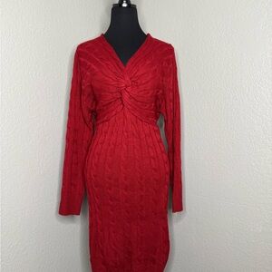 Red Cable Knit Dress